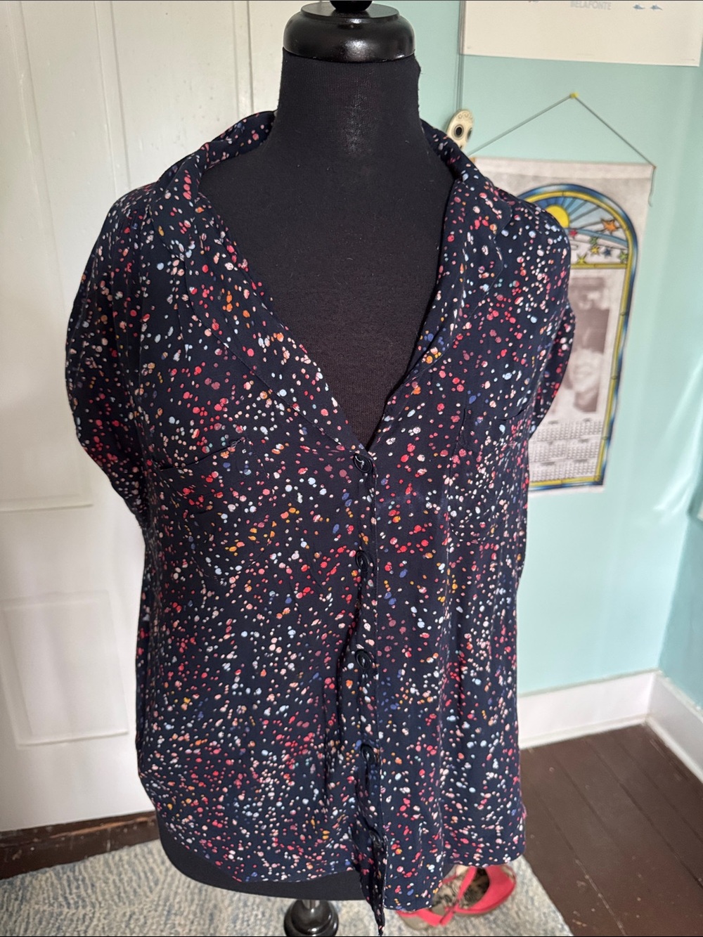 Maeve Wynwood Splatter Blouse from Anthropologie L